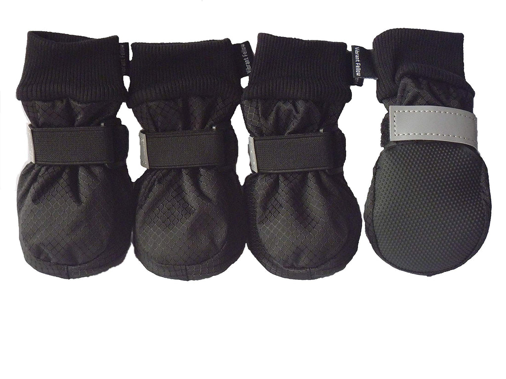 Vibrant Fellow Paw Protector Dog Boots Waterproof Soft Protective and Skid-proof Set of 4 Size XS Black Colour - PawsPlanet Australia