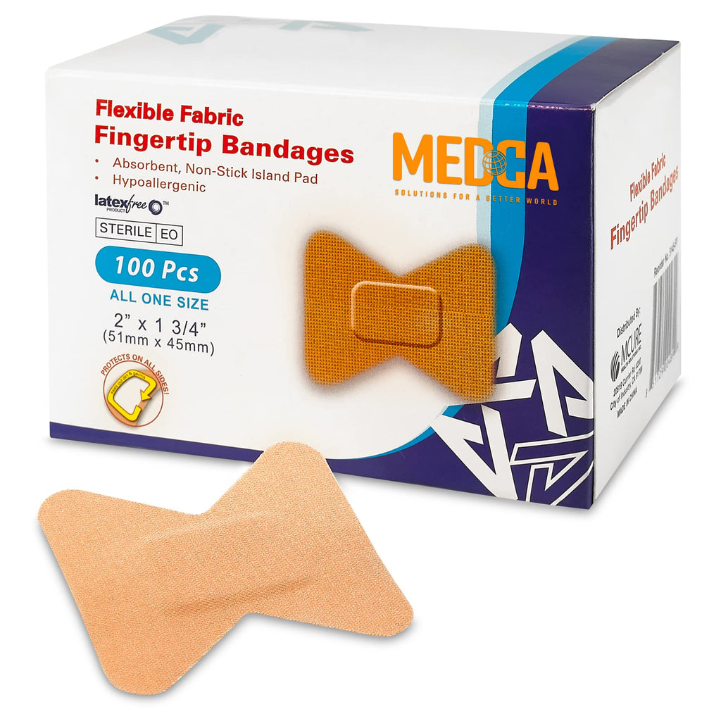 Flexible Fabric Bandages - Flex Fabric Adhesive Bandages Finger-Tip Bandages for Finger Care and to Protect Wounds from Infection - (100 Count Box) - PawsPlanet Australia
