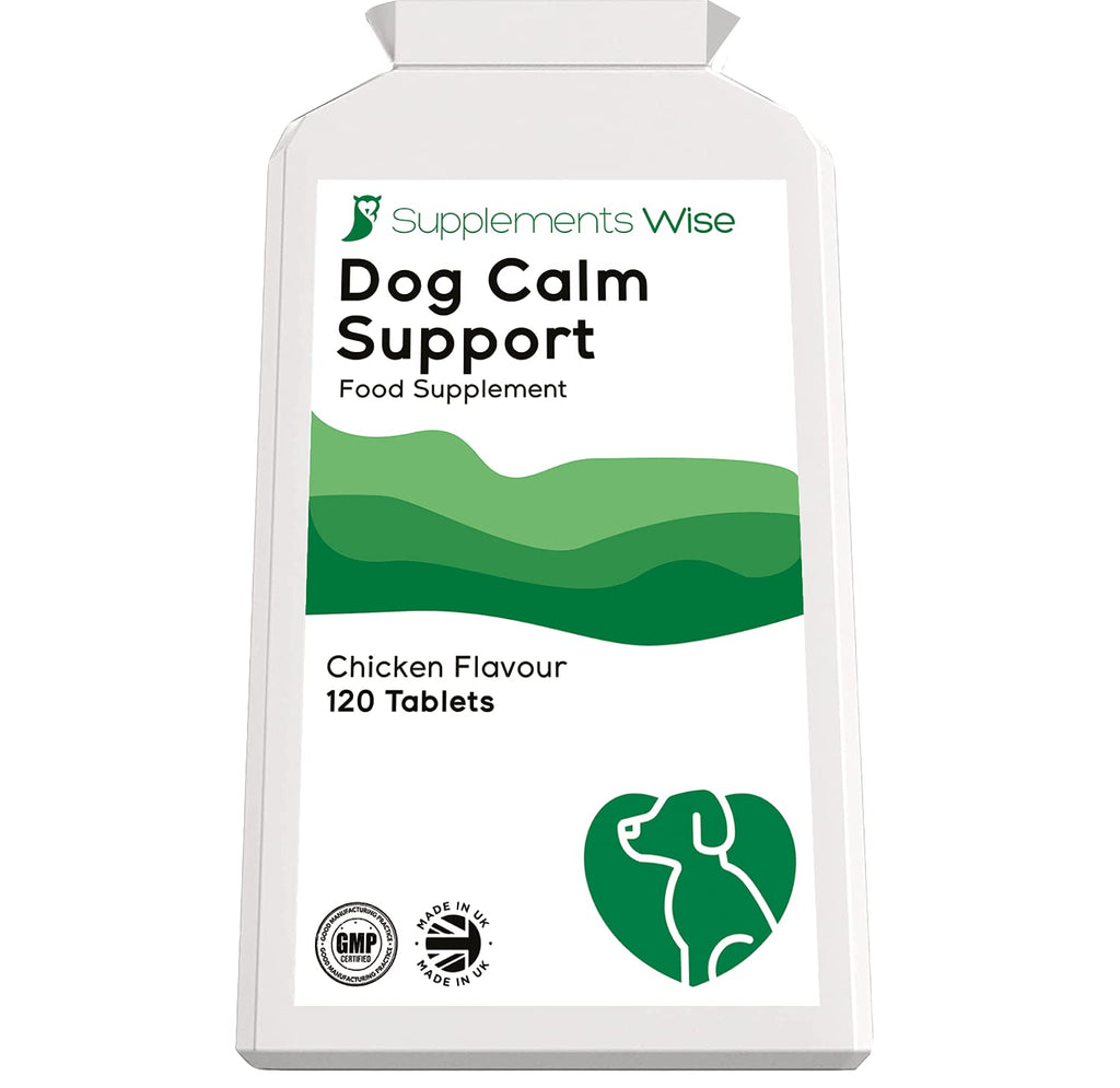 Supplements Wise Dog Calming Tablets - 120 Chicken Flavour - Reduce Anxiety and Hyperactivity - Natural Aggression and Stress Relief From Fireworks and Other Noise - Gentle Sedative for Nervous Dogs - PawsPlanet Australia