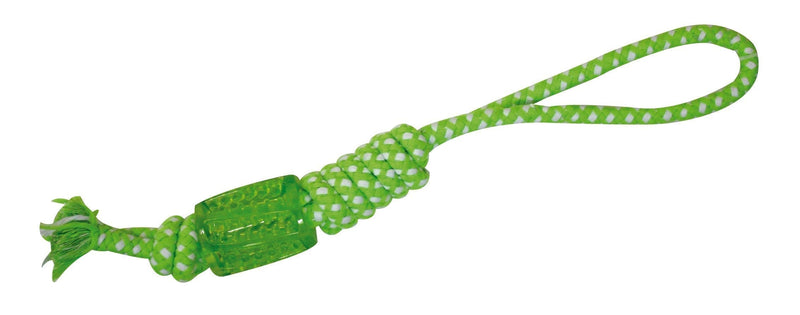 Croci Blasting Cylinder with TPR Rope Toy, 41 cm, Green - PawsPlanet Australia