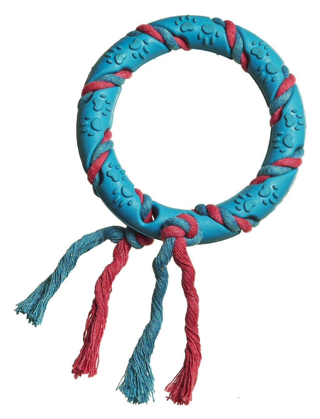 Pistachio Pet Dog Toy - Tough Rubber/Rope Ring - New For Spring 2017! (12 cm/4.5", Blue) 12 cm/4.5" - PawsPlanet Australia