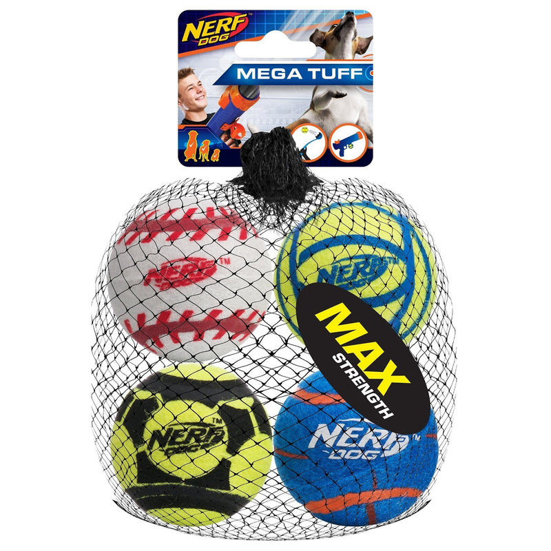 Nerf Dog Mega Strength Sports Balls Toy, Medium, Pack of 4 - PawsPlanet Australia