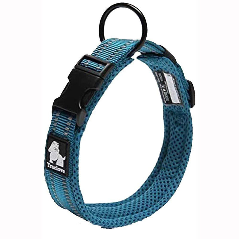 TRUE LOVE Truelove Dog Training Collar TLC5011 Reflective Premium Duraflex Buckle Nylon Webbing Pet Dog Collars,High Grade Nylon Webbing No Choke Basic Collars Now Available (S, Blue) S - PawsPlanet Australia