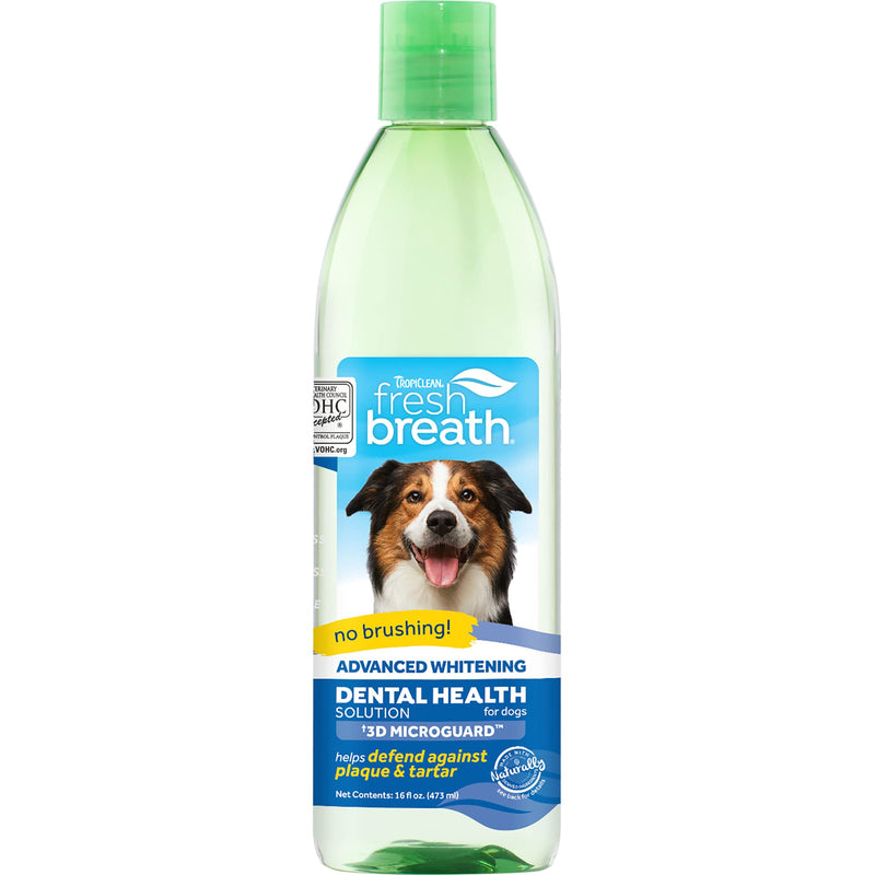 Tropiclean Fresh Breath by - Oral Care Water Additive for Dogs and Cats - No Brushing - Fights Pets Plaque & Tartar - Advanced Whitening - 473 ml - PawsPlanet Australia