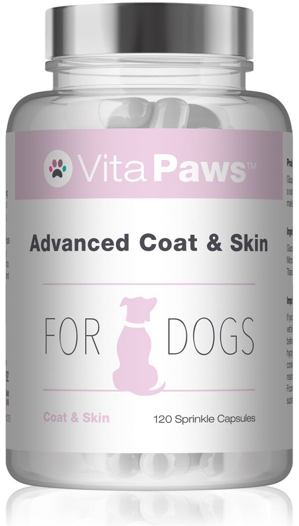 Advanced Coat & Skin Remedy for Dogs | Supplement Formulated for Dry, Itchy Skin or Dull Coats | Rich in Fish Oil, Flaxseed Oil & Biotin | 120 Sprinkle Capsules for Fussy Pets | UK Manufactured - PawsPlanet Australia