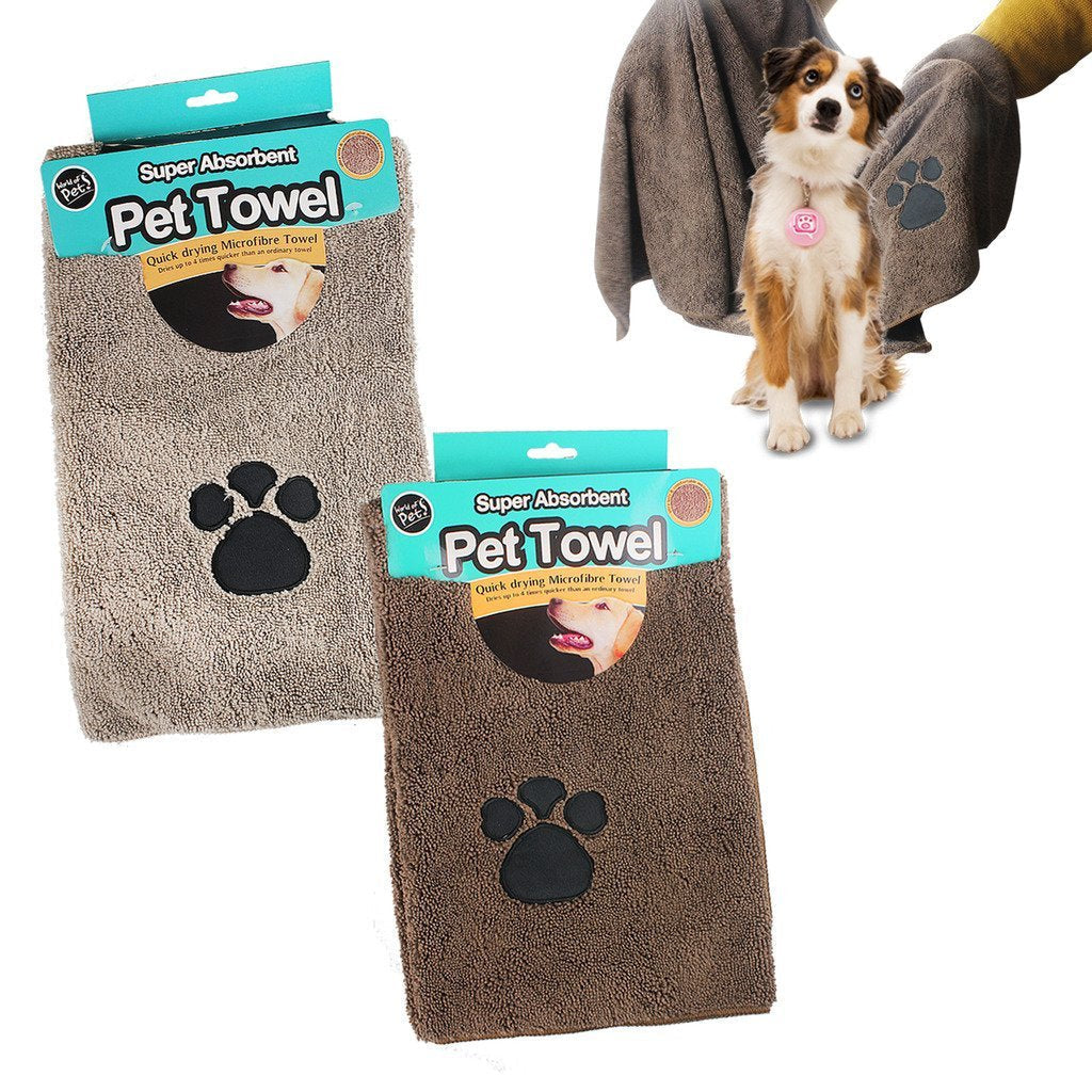 Guaranteed4Less Pet Wash Towel Dog Microfibre Quick Dry Puppy Drying Mitt Absorbent Cat Cleaning (TWO PET TOWELS) - PawsPlanet Australia