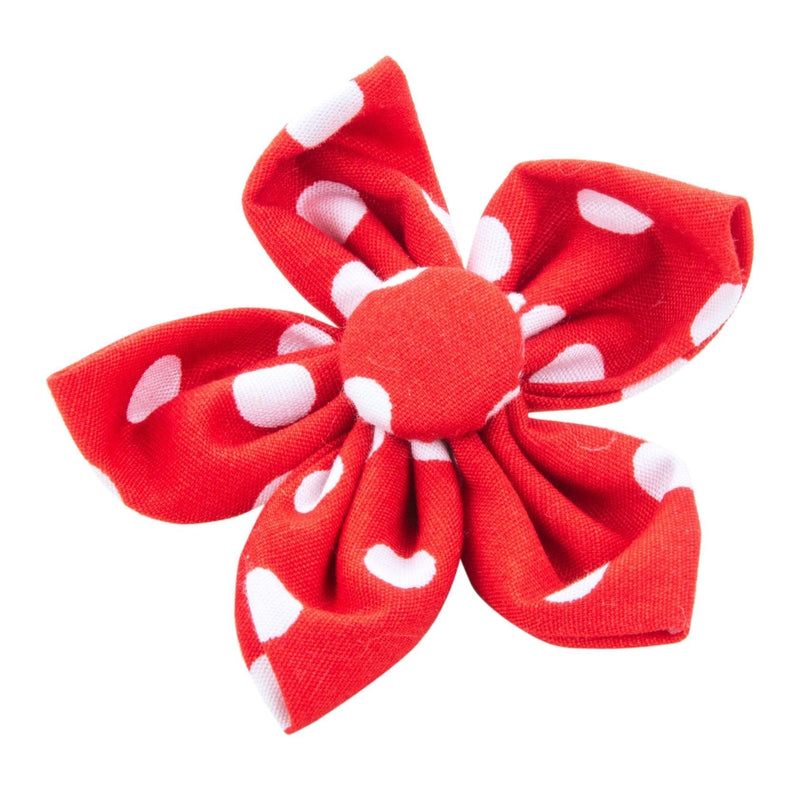 Pet Pooch Boutique Polka Dot Flower Collar Accessory for Dog, Red - PawsPlanet Australia