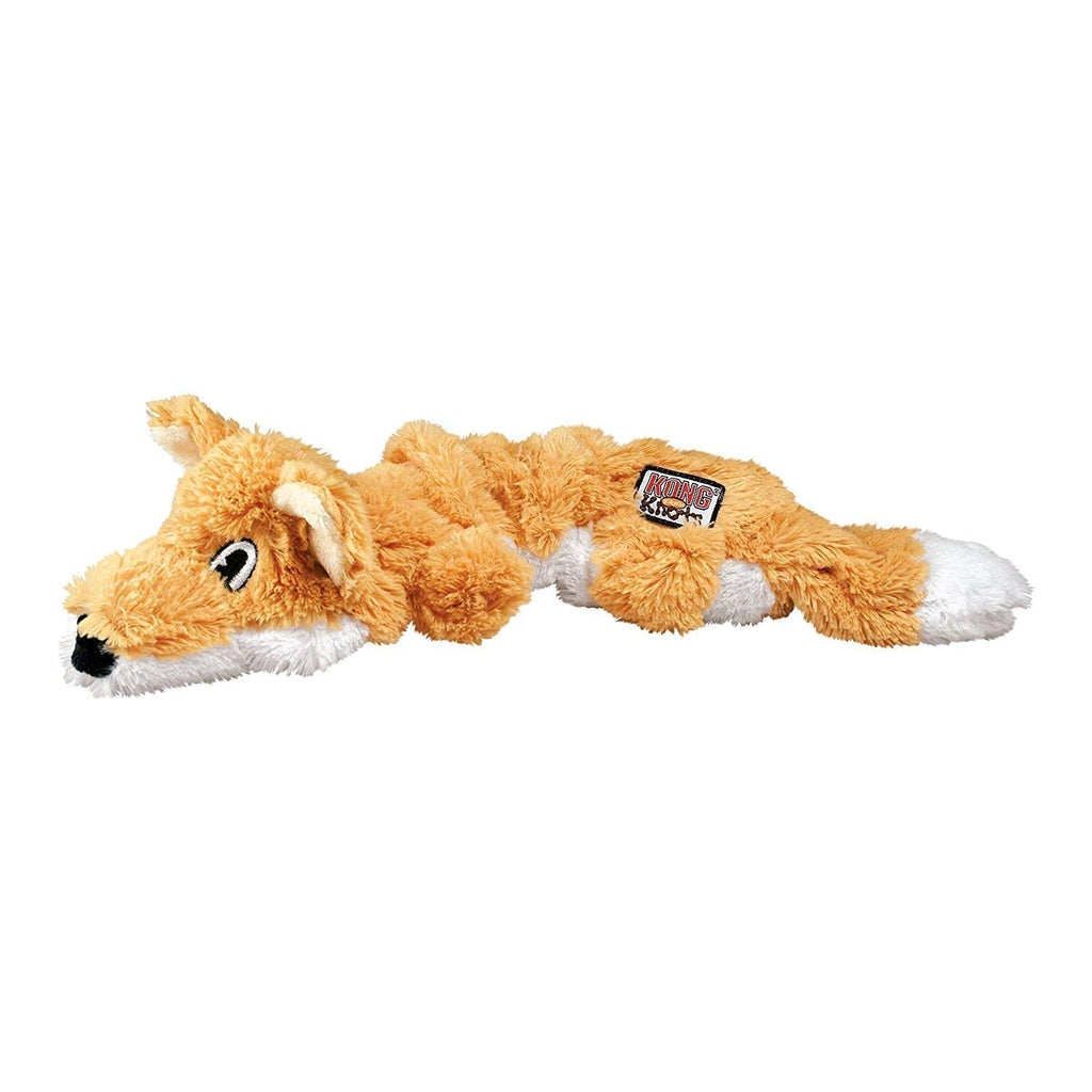 KONG FOX MEDIUM/lLARGE Dog Scrunch Knots Plush Stretchy sides Stuffing-free Stretchy sides Squeaks - PawsPlanet Australia