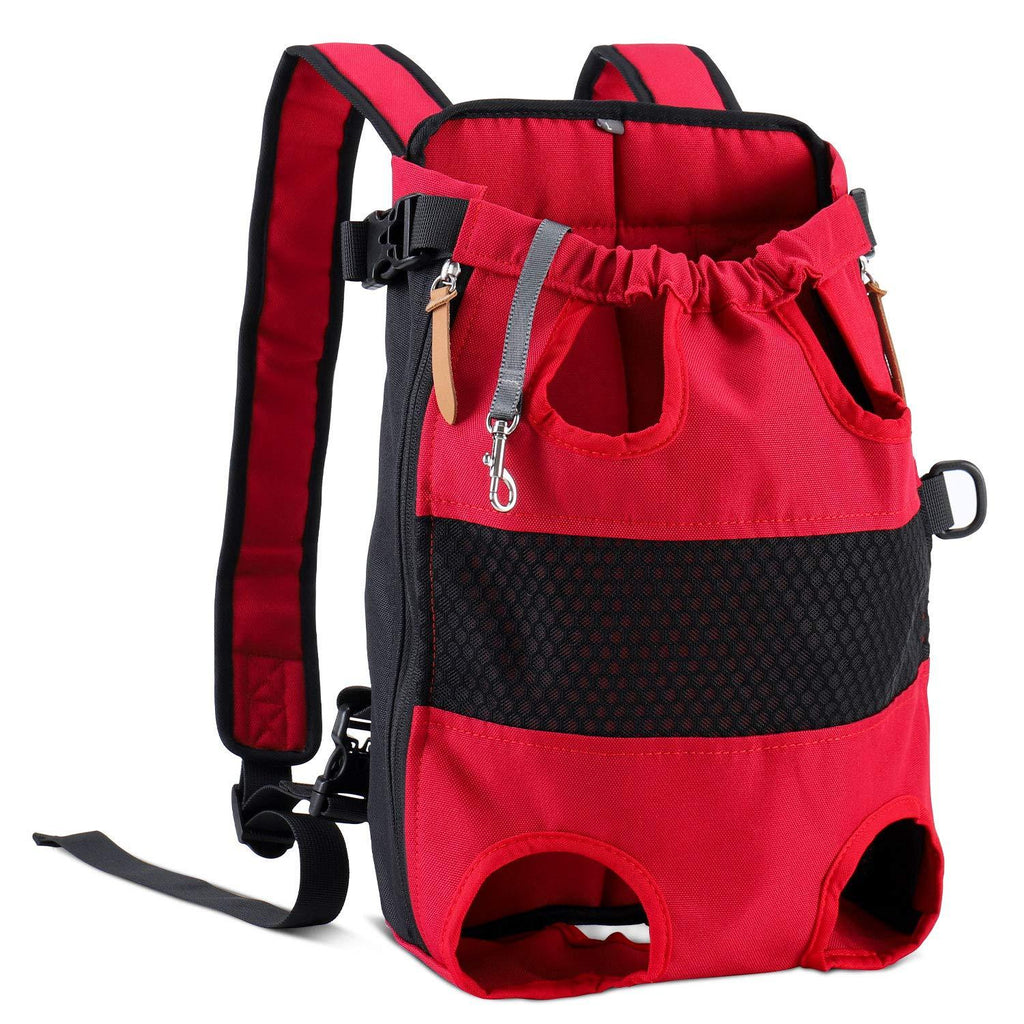 HAPPY HACHI Pet Carrier Backpack, New Upgrade Adjustable Safe Cat Dog Front Bags Lightweight Head Legs Tail Out Hands Free for Traveling Hiking Camping (XL, Red) XL - PawsPlanet Australia