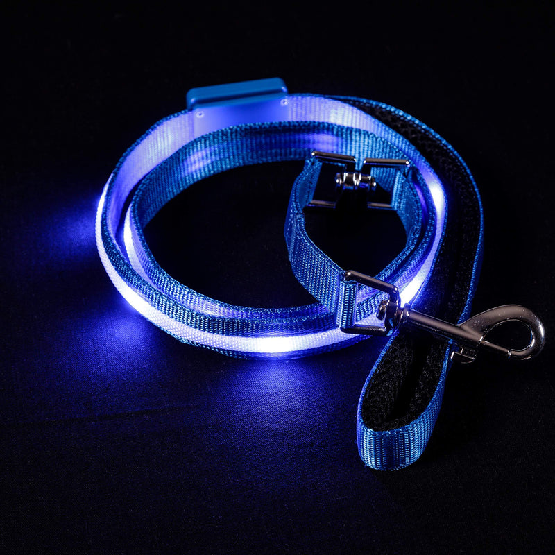 Blazin' Safety LED Dog Lead - USB Rechargeable Flashing Light Leash, 4 Ft, Water Resistant – Lightweight (S, Blue) - PawsPlanet Australia