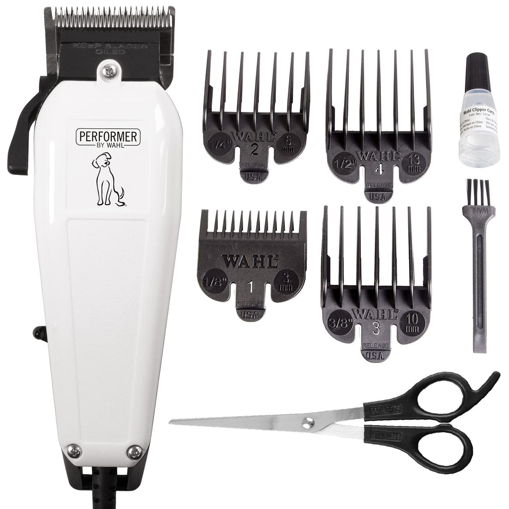 Wahl Performer Dog Clipper, Full Coat Grooming Kit, High Carbon Steel Blades, Pets at Home, Corded Pet Clippers, Powerful and Quiet, 4 Attachment Combs (3,6,9,13 mm) - PawsPlanet Australia