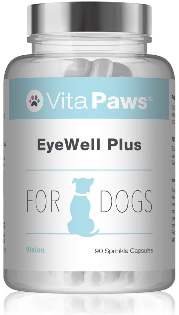 EyeWell Plus | Eye Health & Vision Supplement for Dogs | Includes Lutein, Bilberry & Vitamin C | 90 Sprinkle Capsules Ideal for Fussy Pets | UK Manufactured - PawsPlanet Australia