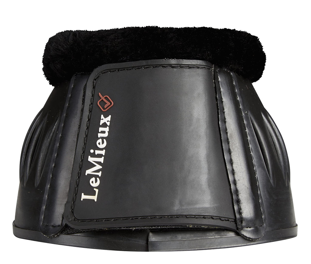 LeMieux Fleece Rubber Bell Over Reach Horse Boots Pair with Soft Fleece Collar and Double Lock Closure - All Purpose Equestrian Footwear S Black - PawsPlanet Australia