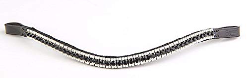 Cwell Equine BLING!*Leather Mega-Sparkly Browband*3-Row Crystals*Dressage*BLACK/CLEAR F/C/P BLACK PONY 14" - PawsPlanet Australia