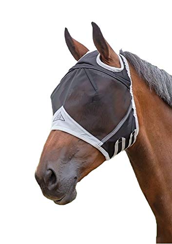 Shires Fine Mesh Fly Mask With Ear Hole - Black Small Pony - PawsPlanet Australia