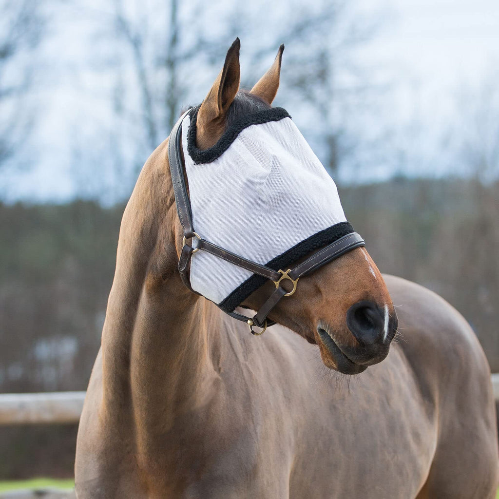 Horze Fly Mask For Lightweight Protection From Biting Flies, No Ear Covers, Mesh, Light Blue, Pony And Horse Sizes Black/White (P) Pony - PawsPlanet Australia