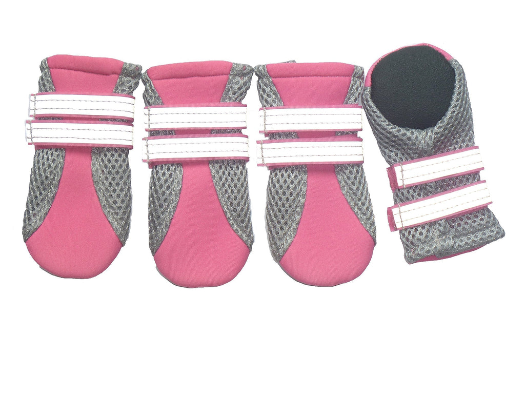 Vibrant Fellow Paw Protector Dog Boots Breathable and Skid-proof with Reflective Straps Pink Set of 4 Size Small - Inner Sole Width 1.57 Inch - PawsPlanet Australia