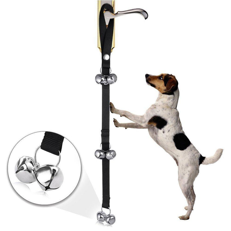 UEETEK Pet Dog Door Bells Puppy Doorbells Potty Training Adjustable with Six Loud Bells (Black) - PawsPlanet Australia