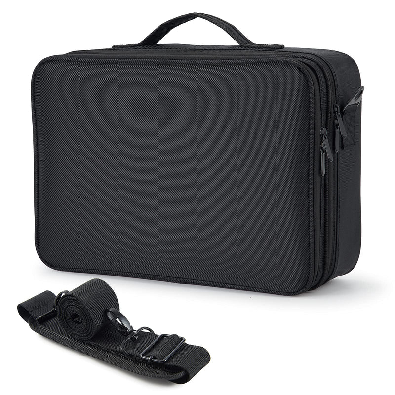 Joligrace Large Oxford Fabric Professional Makeup Bag with Removable Back Strap Cosmetic Case Beauty Box Hairdressing Tools Organiser Storage Box, Black - PawsPlanet Australia