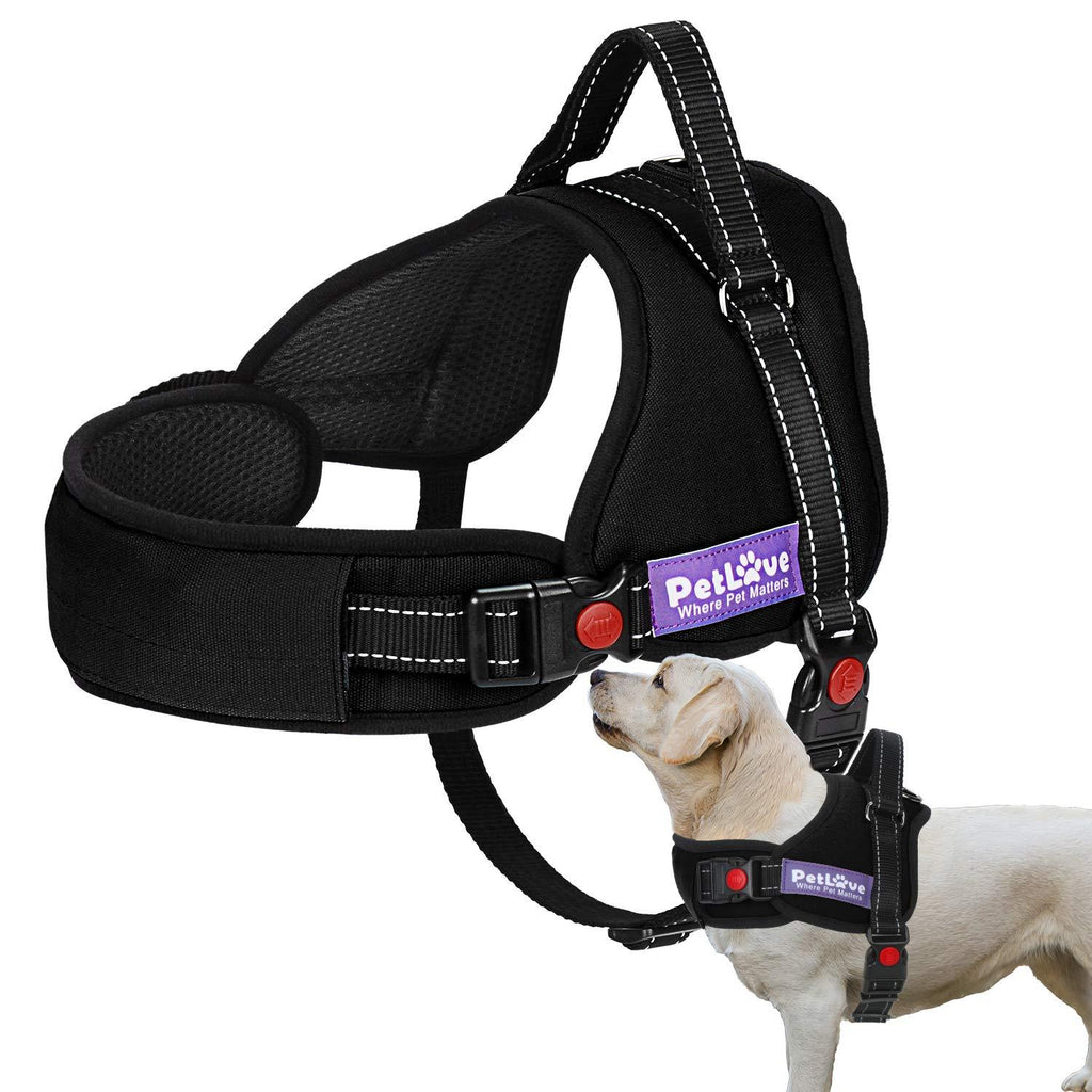 Pet Love Dog Harness, Adjustable Soft Leash Padded No Pull Dog Harness for Small Medium Large Dogs, Black - PawsPlanet Australia