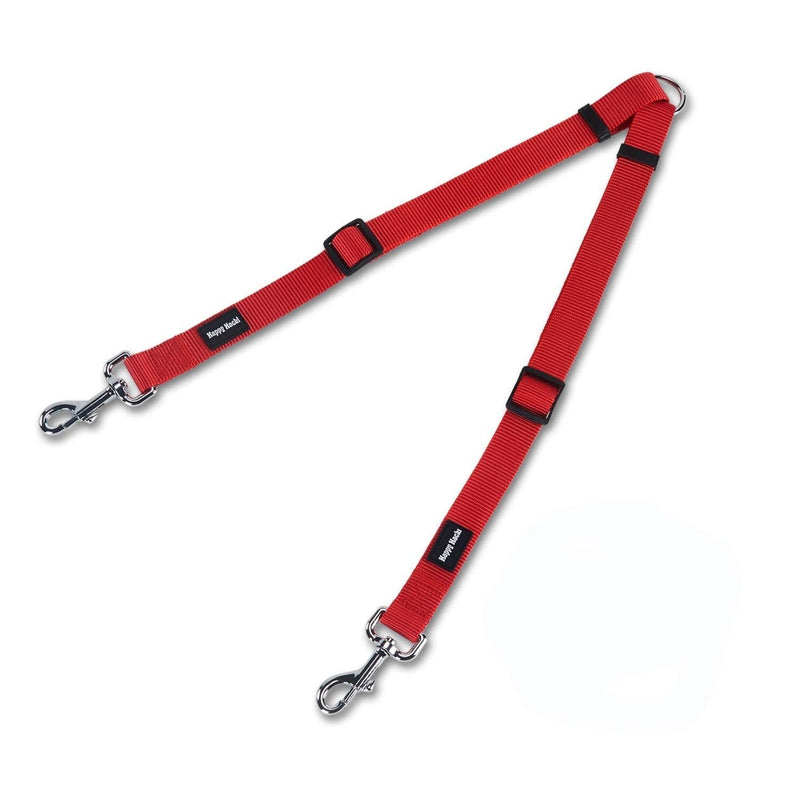 HAPPY HACHI Adjustable Double Dog Lead Coupler No Tangle Nylon Twin 2 Pet Trainer Leash Splitter (S 13-19.7in, Red) S 13-19.7in - PawsPlanet Australia