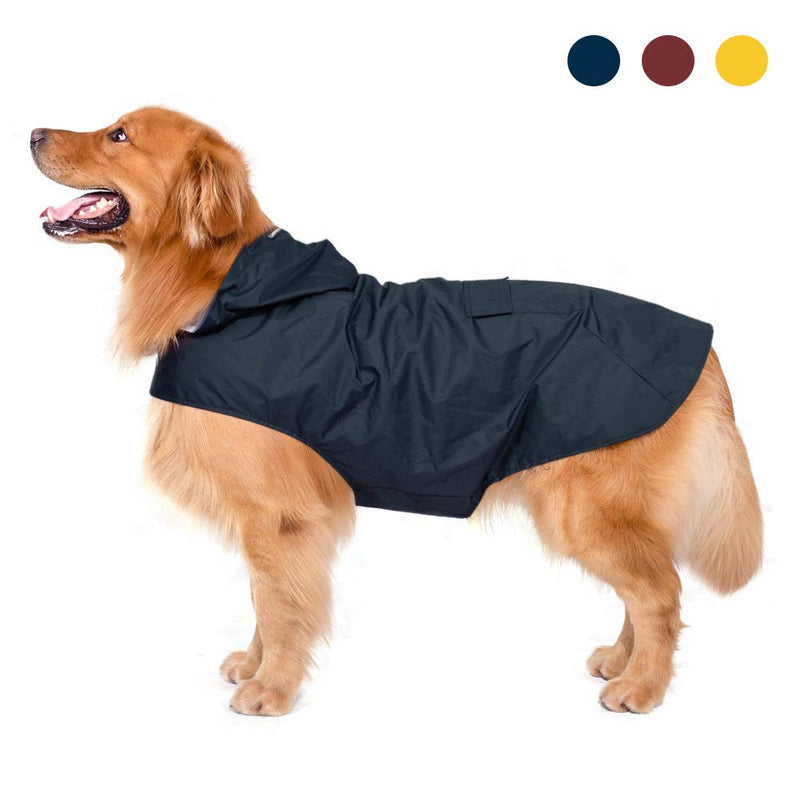 Zellar Dog Raincoat with Hood,Collar Hole, 100% Waterproof Ultra-Light Breathable Rainwear Rain Jacket with Safe Reflective Strips for Medium to Large Dog, Blue, 3XL - PawsPlanet Australia