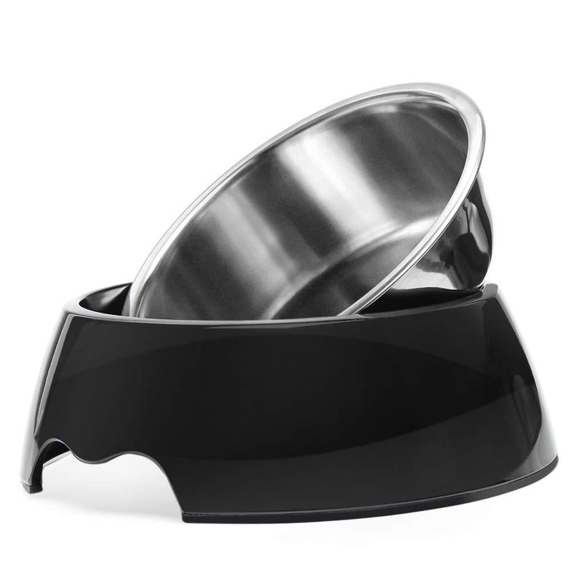 Zellar 2-in-1 Dog Food Bowls Large Pet Water Bowls Removable Stainless-Steel Bowl in Round Non-Skid Rubber Base Pet Bowls for Dogs and Cats, Black - PawsPlanet Australia
