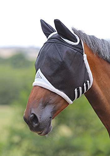 Shires Field Durable Fly Mask with Ears in Black, 5 Sizes, UV Protection (Small Pony, Black) Small Pony - PawsPlanet Australia