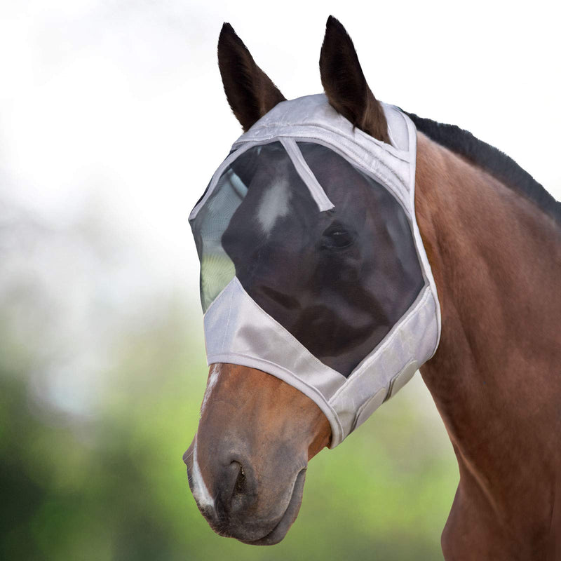 Harrison Howard CareMaster Fly Mask Standard Silver/Black Retro (S; Pony) Pony (S) - PawsPlanet Australia