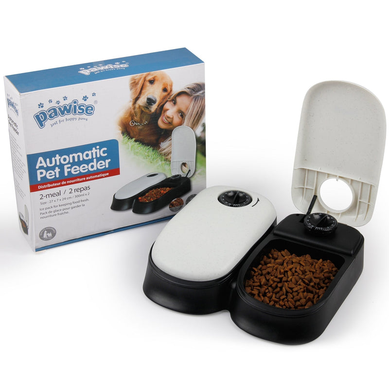 [Australia] - PAWISE Automatic Pet Feeder for Dogs, Cats and Small Animals,Auto Pet Food Dispenser 2 Meal-300ml*2 