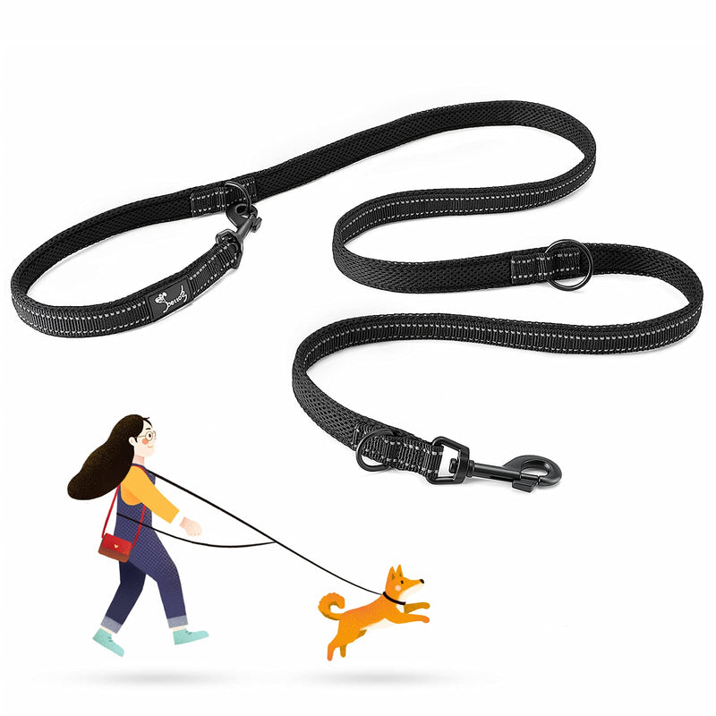Dog Lead Hands Free 7 in 1 Double Ended Dog Training Lead Strong Nylon Reflective Hands Free 2 Meter Long Leash Pet Short Rope for Walking Running Hiking Biking (S 1.5cm Width, Black) S:0.6”Width,3.6Ft-6.6Ft - PawsPlanet Australia