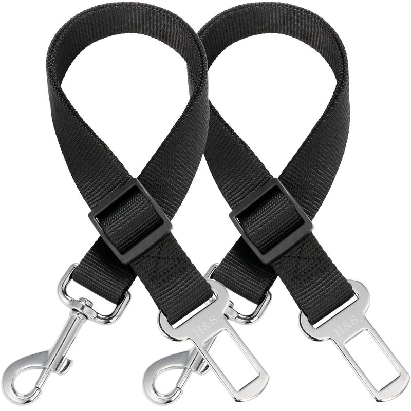 H&S. 2 Dog Car Seat Belt Lead Restraint Harness Seatbelt Attachment Clip Black - PawsPlanet Australia