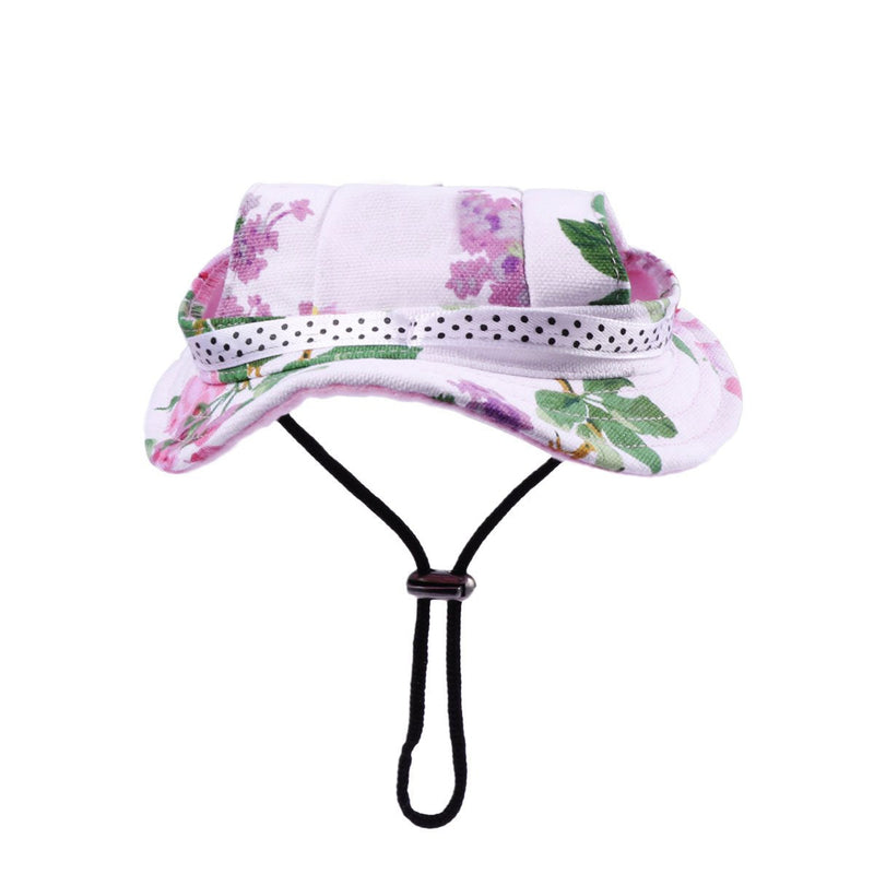 UEETEK Pet Dog Canvas Hat Sun-shading Cap with Ear Holes for Small Dogs - Size M (Floral Print) - PawsPlanet Australia