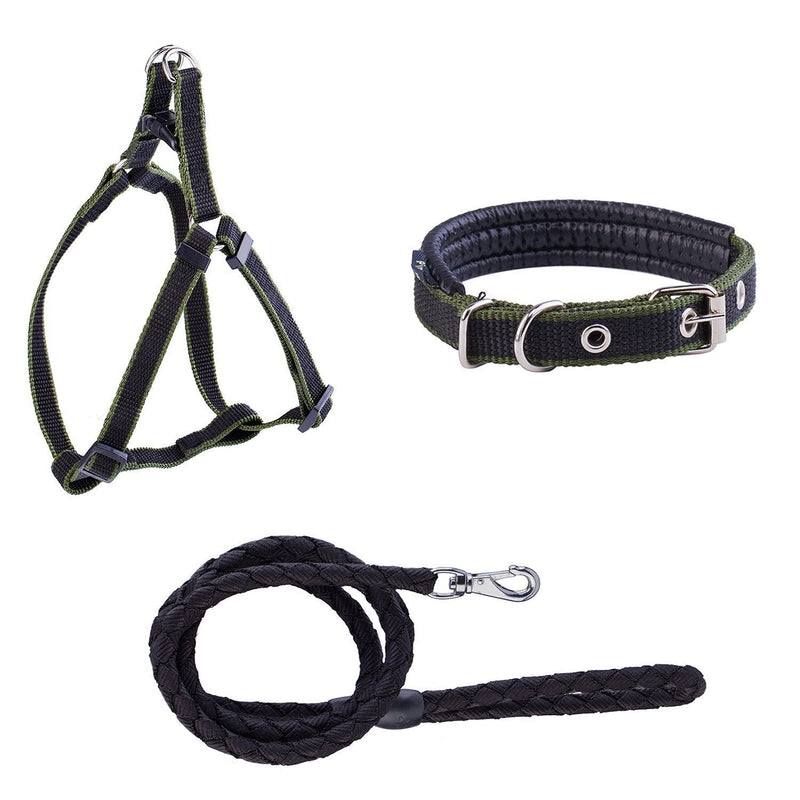 LY Pet Collar Leash Harness Set Adjustable Non Pull Ultra Long Lead 63" Heavy Duty Training Set 3 Pack High Visibility No Choking for Small Medium Large Dog Puppy S, Chest: 15.5"-23.6" Black Harness + Leash + Collar - PawsPlanet Australia