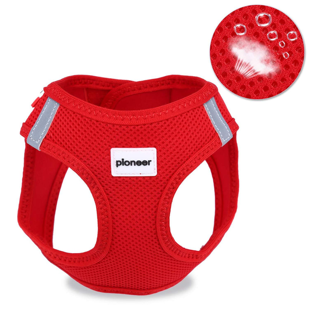 HAPPY HACHI Soft Mesh Dog Cat Harnesses Lightweight Reflective Padded Vest Harnesses for Small Puppy Pet Animal(S 11.42-12.99 in,Red) S Red - PawsPlanet Australia