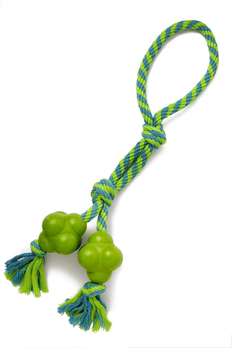 Pistachio Pet Dog Toy - Rope And Rubber Ball Toy 18" (Green) Green - PawsPlanet Australia