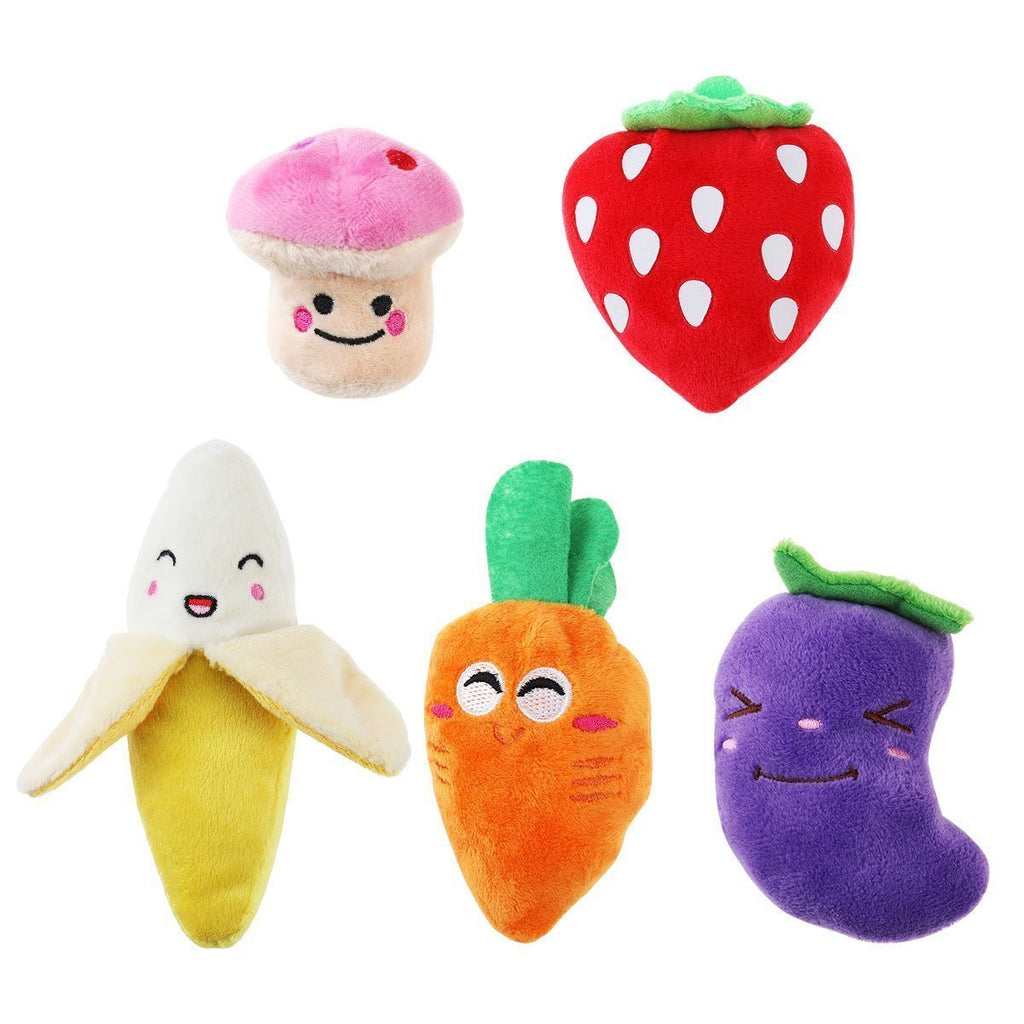 UEETEK Squeaky Dog Toys for Small Dogs Fruits and Vegetables Plush Puppy Dog Toys (A pack of 5) - PawsPlanet Australia