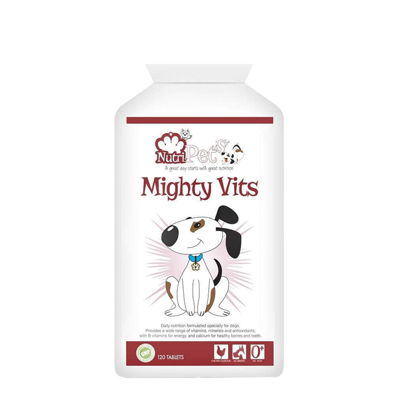 Nutri-Pets Mighty Vits - Premium Quality Formula - Essential Vitamins & Minerals for Dogs ensuring Optimum Health & Wellbeing - 120 Tablets up to 240 Days Supply - PawsPlanet Australia