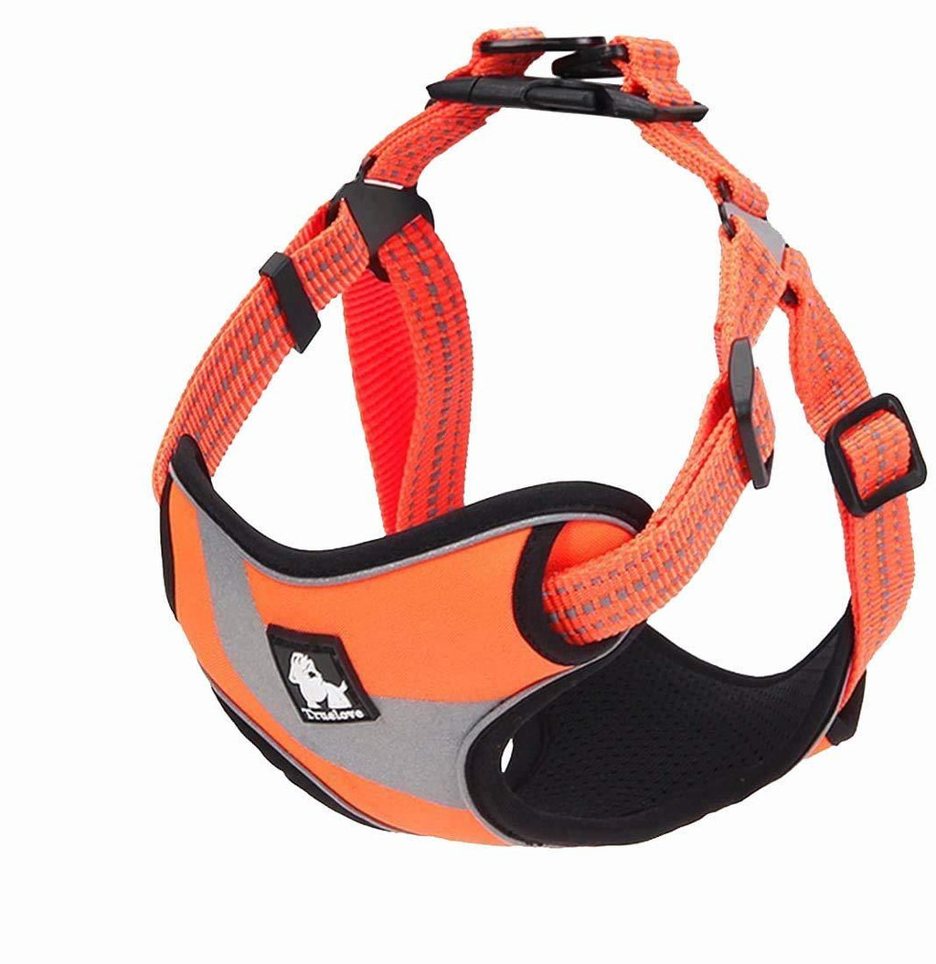 TRUE LOVE Dog Harness Safety Vest Step-in Style Reflective Adjustable Comfortable TLH5991(Orange,M) M Orange - PawsPlanet Australia