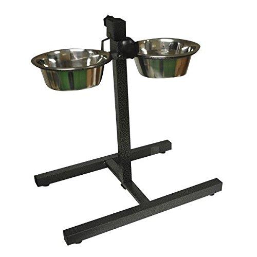 STAINLESS STEEL DOUBLE PET DOG BOWLS ADJUSTABLE HEIGHT STAND FEEDING STATION - PawsPlanet Australia