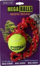 Dog & Co Mega Balls Tennis Ball with Rope, 2.5-Inch - PawsPlanet Australia