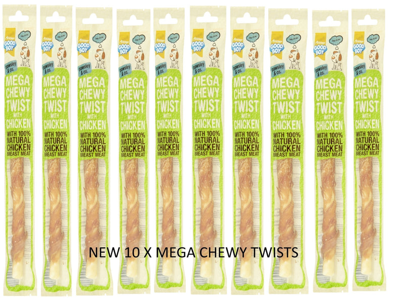 10 PACK GOODBOY PAWSLEY & CO MEGA CHEWY TWISTS WITH CHICKEN - PawsPlanet Australia