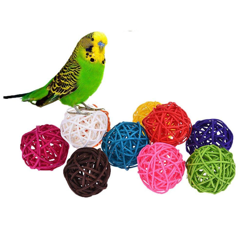 10pcs Rattan Balls Bird Toy Part DIY Accessory for Parrot Budgie Parakeet Cockatiel Conure Lovebird Finch Macaw Cockatoo Random Color (3cm/ 1.18'') - PawsPlanet Australia