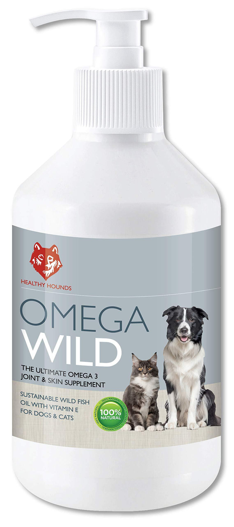 Wild Fish Oil for Dogs OmegaWild 500ml | Alternative to Salmon Oil with Higher Omega 3 | Pets Best For Joints, Skin, Coat, Heart | Premium Fish Oil Supplements for Dogs Essential Vitamin E | 500 ml (Pack of 1) - PawsPlanet Australia