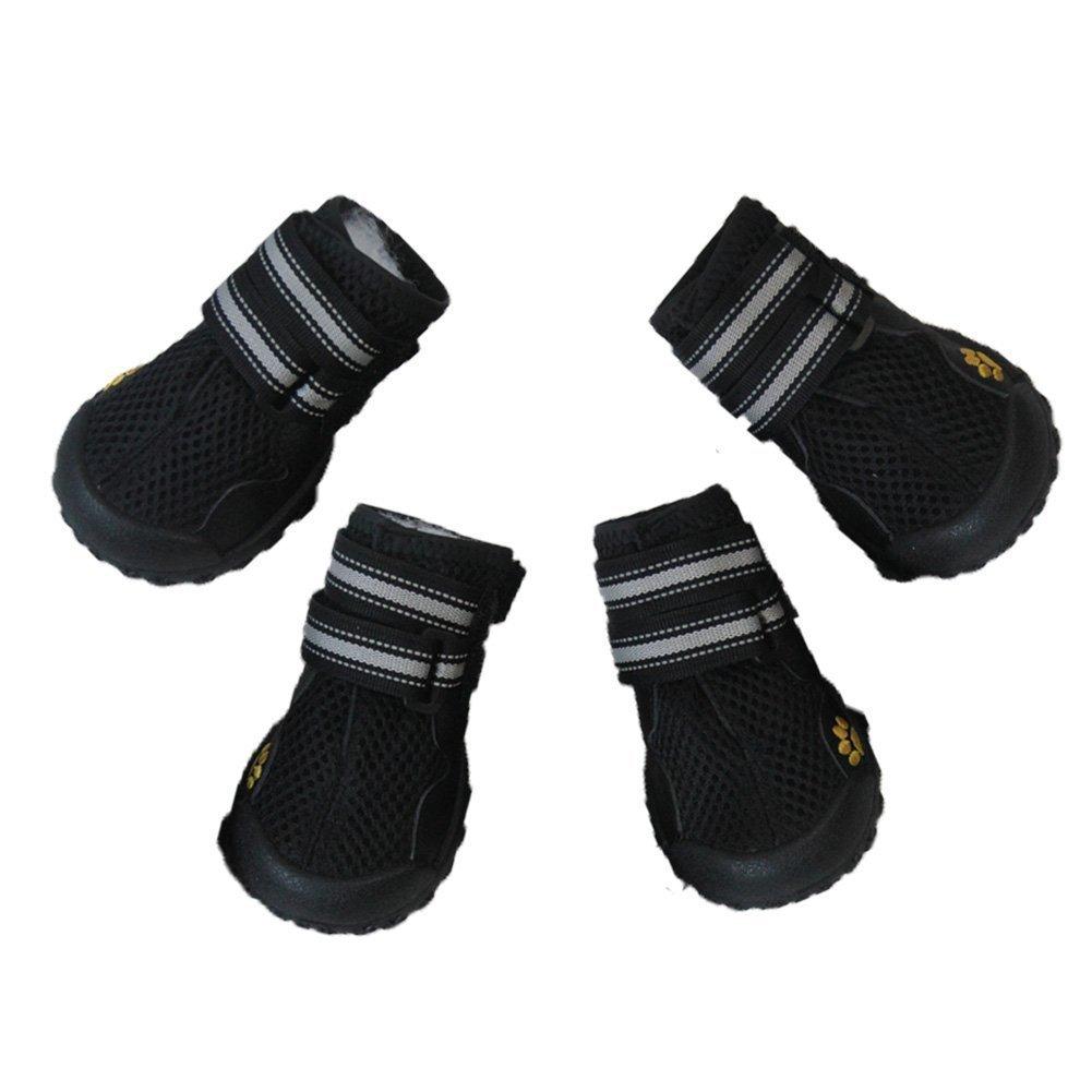 Dog Boots Paw Protectors Waterproof Pet Mesh Shoes Breathable Ventilation Holes Dog Shoes for Injured Paws with Reflective and Rugged Anti-Slip Sole (4pcs, Black) 6 - PawsPlanet Australia