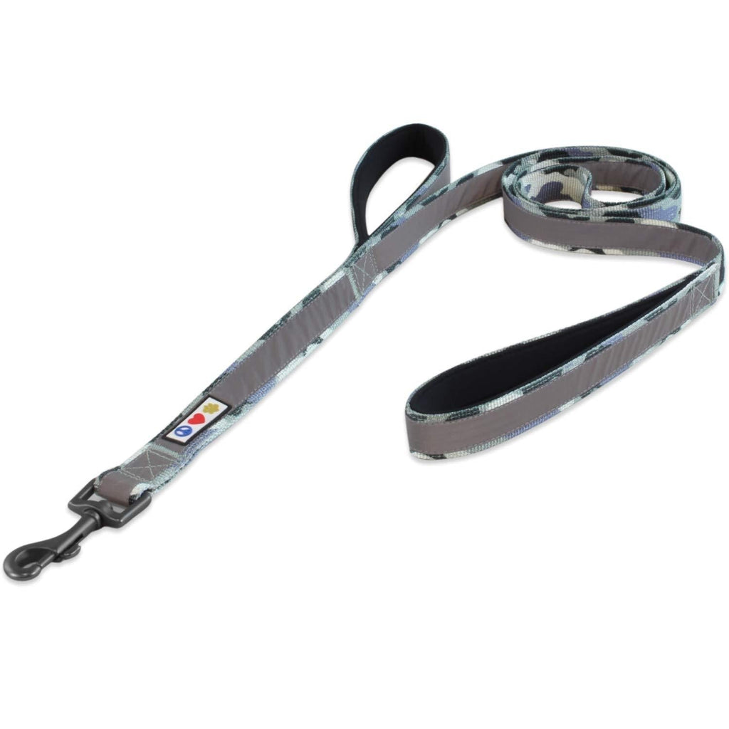 Pawtitas Padded Handle Dog Lead, Heavy Duty 1.80m Long Double Handle Lead Reflective Safety | Dog training lead ideal for Training | Walking strong dog lead for Medium to Large Dogs - Grey Camouflage M / L 180 cm Grey Camo ⚡ ✌🏻 Handle Reflective - PawsPlanet Australia