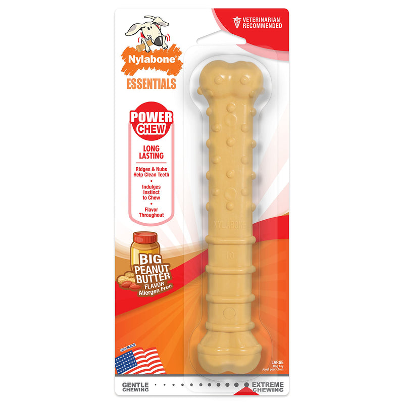 Nylabone Power Chew Durable Tough Chew Toy for Dogs Peanut Butter Flavour, Large, for Dogs up to 23kg - PawsPlanet Australia