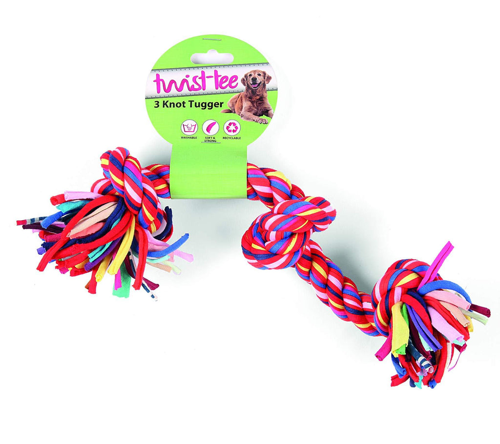 "Twist-Tee" 2 Knot Cotton Dog Tugger Toy 3 Knot Tugger - PawsPlanet Australia