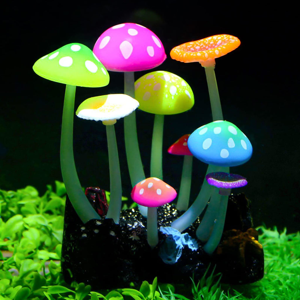 Uniclife Glowing Effect Artificial Mushroom Aquarium Plant Decor Ornament Decoration for Fish Tank Landscape - PawsPlanet Australia