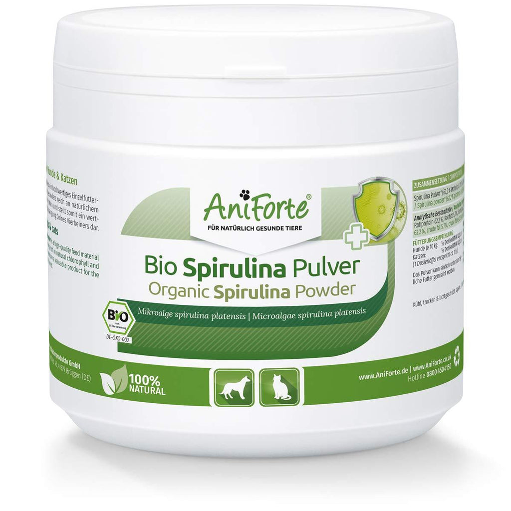 AniForte Organic Spirulina Powder for Dogs and Cats 250g - 100% Pure & Natural, Raw Organic Superfood, Vitality Boost & Purity, Rich in Calcium, Magnesium, Protein & Iron, Natural Solution - PawsPlanet Australia